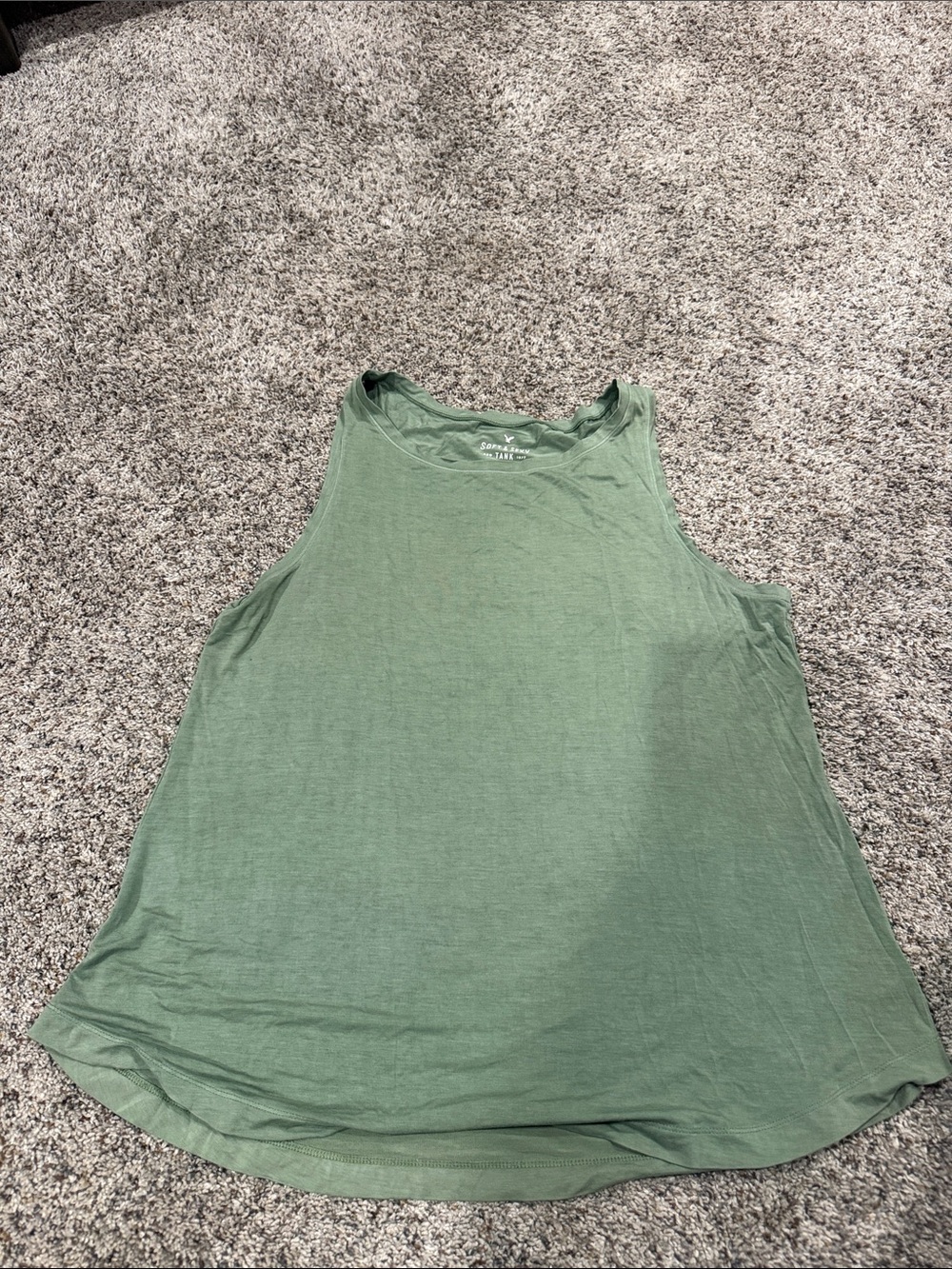American Eagle Outfitters Sage Green Ribbed Scoop Tank